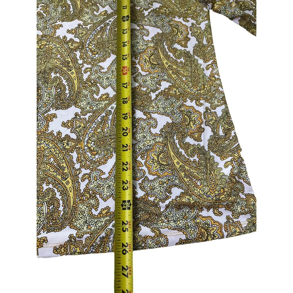 Michael Kors Yellow & White Paisley Cold Shoulder Top Women Size Large | 33-3 - Image 7