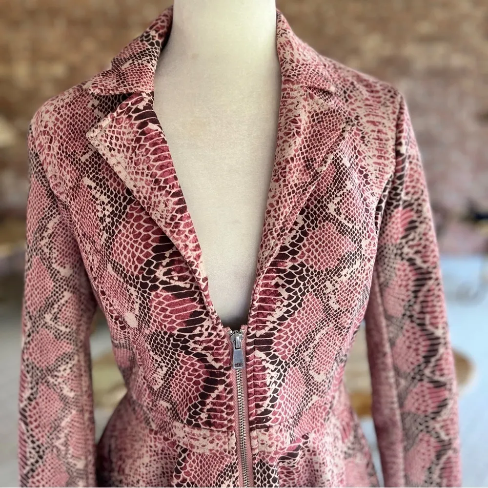 Venus Jacket Pink Animal Print High Low Faux Suede Peplum 8 Party Cocktail Chic - Image 5