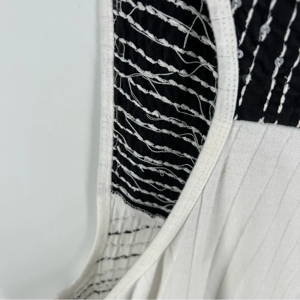 Bleu Bayou Beaded Patchwork Embroidered Art To Wear Open Front Handkerchief Vest White Size L - Image 14