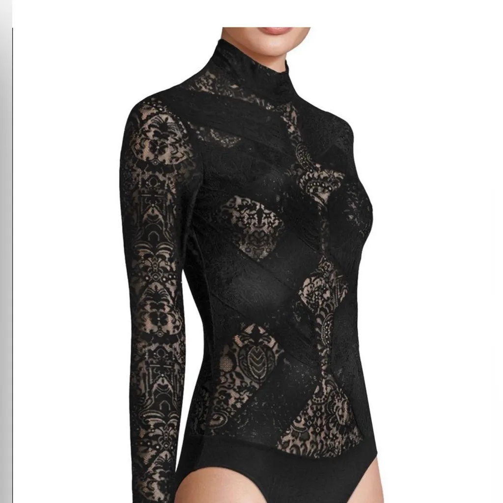 BCBG Maxazria Black Lace Long Sleeve bodysuit - Image 3