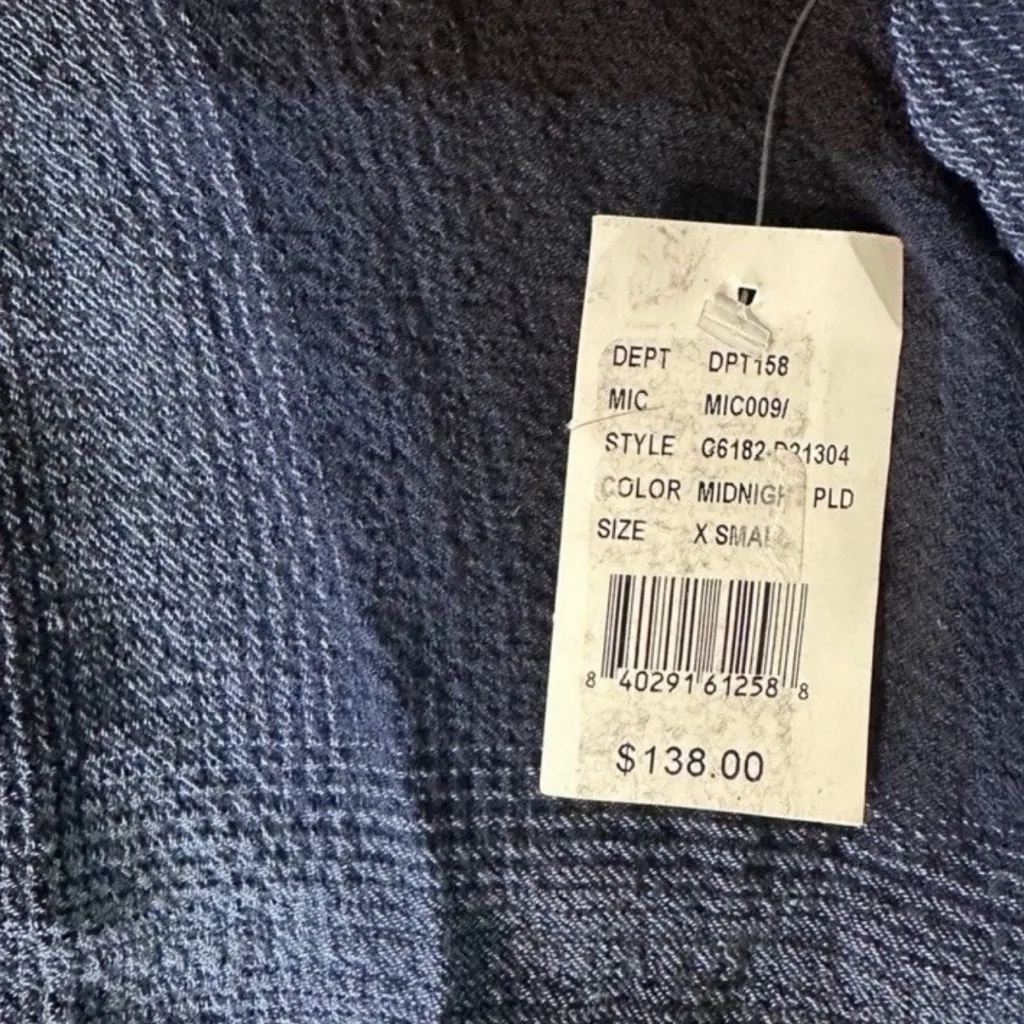 Cloth & Stone Roll Tab‎ Sleeve Duster Midi Dress Women's Size XS Navy Plaid NWT - Image 9