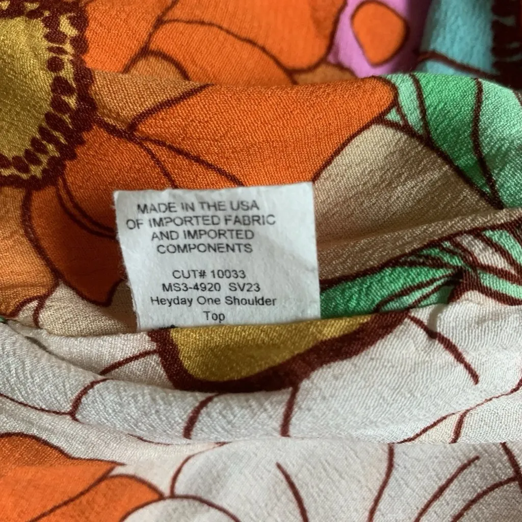 Show Me Your Mumu Heyday One Shoulder Top In Floral Market Retro‎ Small Boho - Image 5