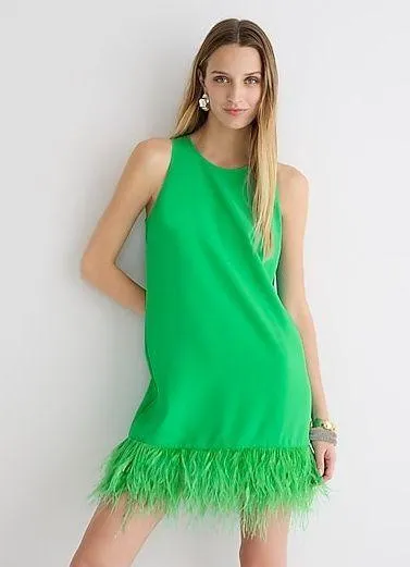 Crepe faux-feather-trim shift dress Green - $351 New With Tags - From Stylebymiriam Crepe faux-feather-trim shift dress Green - $351 New With Tags - From Stylebymiriam