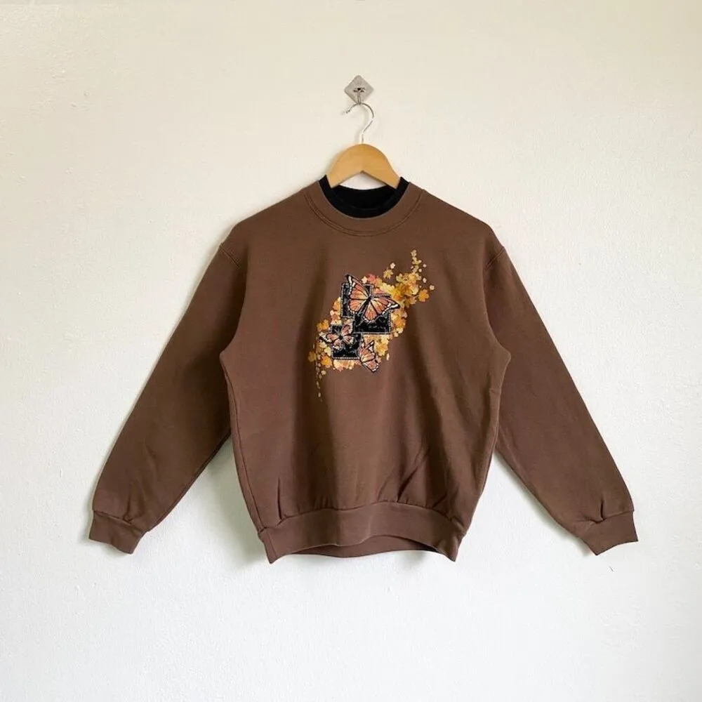 ✨Country Store Butterfly Crewneck Sz Large Sweatshirt Embroidery Logo✨ Brown - Image 3