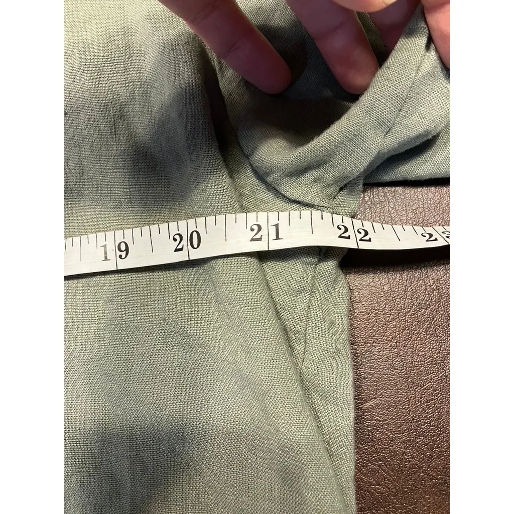 Made‎ in Italy Linen Viscose Shirt XXL Button Up Short Sleeve Green Womenswear - Image 9