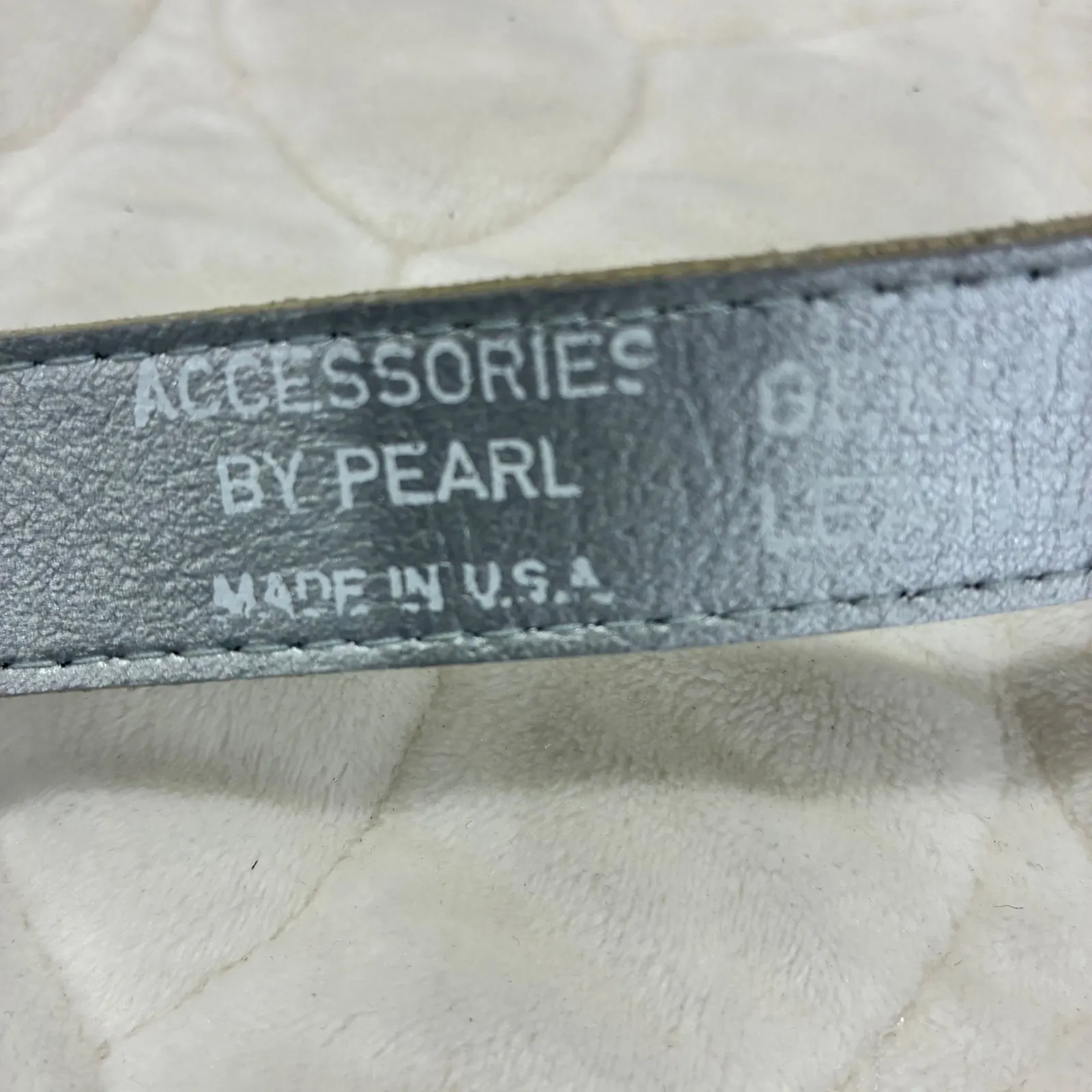VTG Accessories by Pearl‎ Silver Snakeskin Genuine Leather Casual Belt Large - Image 5