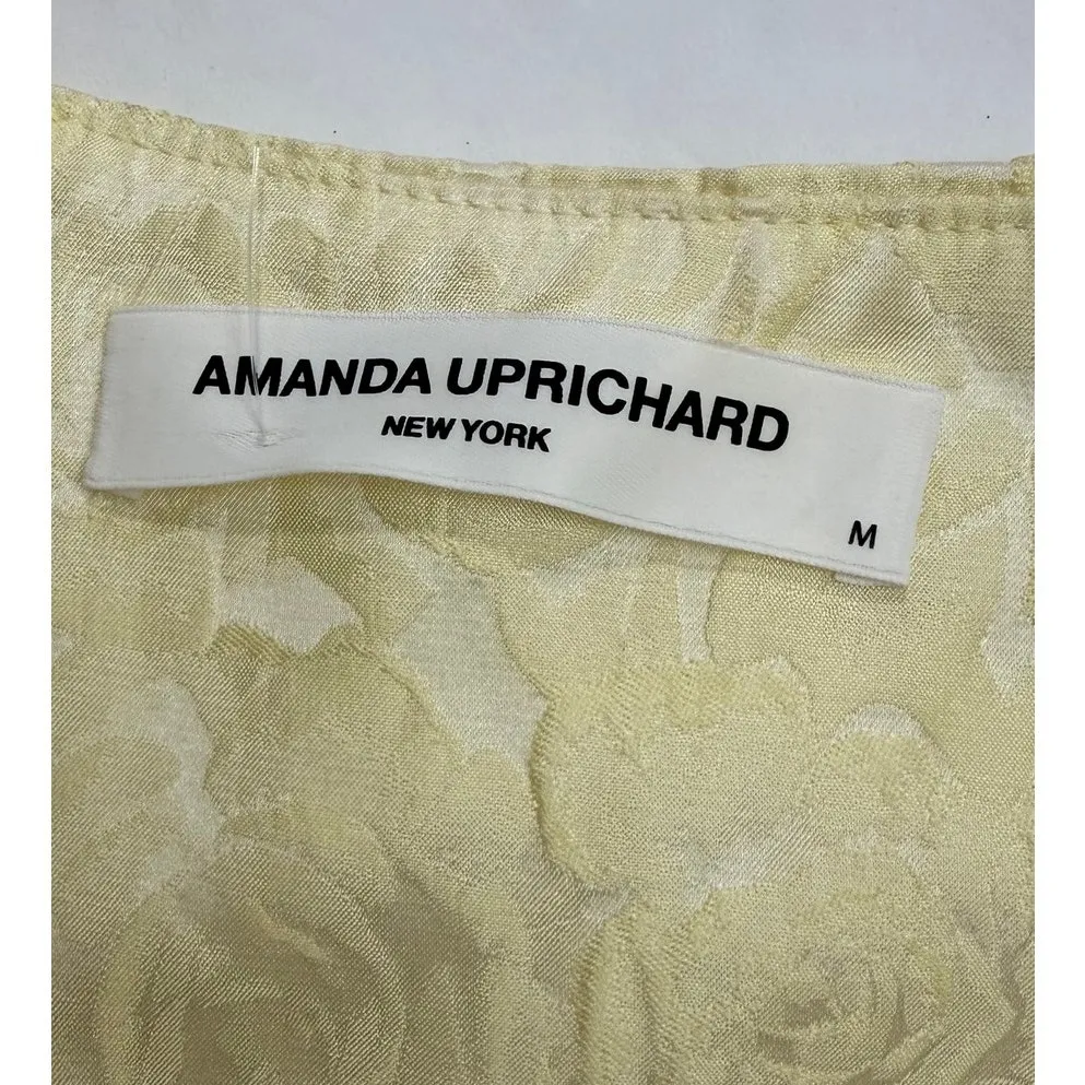 Amanda Uprichard Mini Dress Lilibet Yellow Floral Jacquard Top Chiffon - Image 2