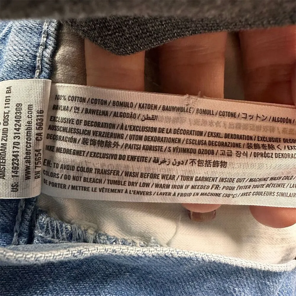 Abercrombie & Fitch Women's XS Blue Distressed Denim Short Overalls Casual - Image 8