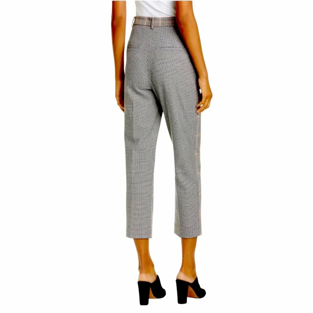 Tibi Pants Mixed Plaid Houndstooth Crop Trousers High Rise Women’s Size 10 - Image 2