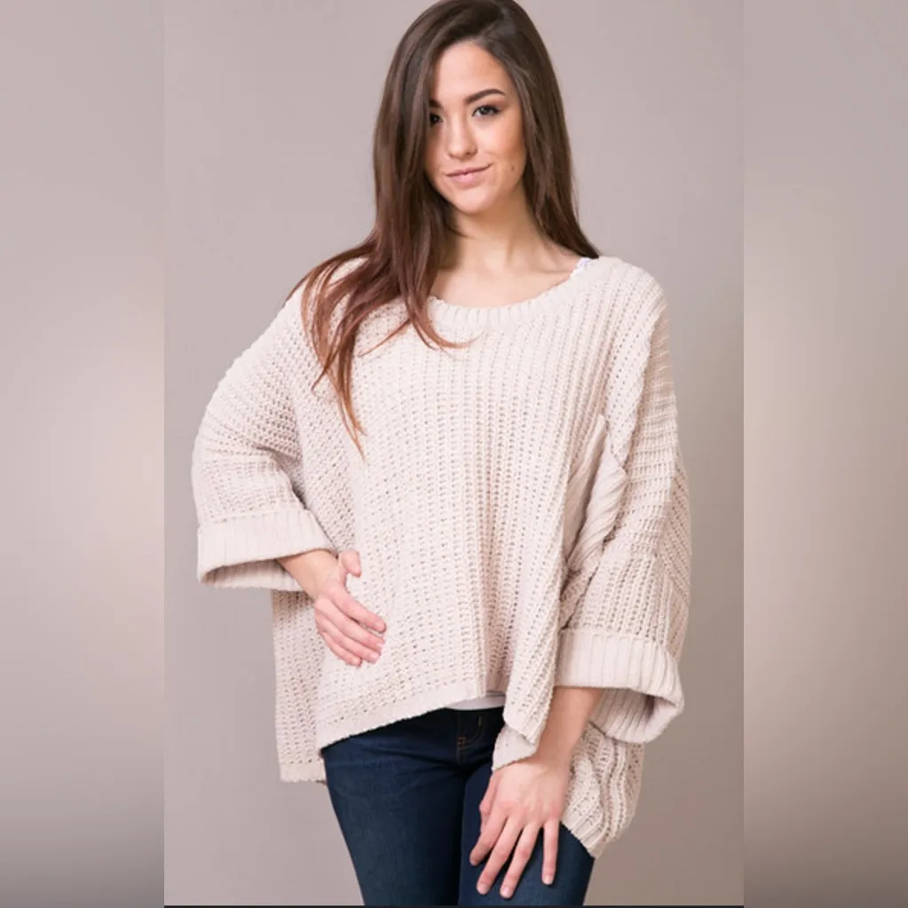 Chunky Chenille Oversized Knit Sweater Size Large - Image 2