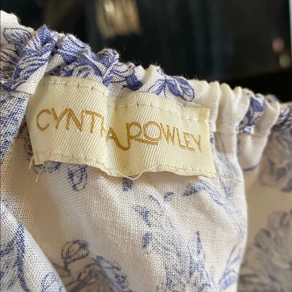 Cynthia Rowley Blue Floral Off-Shoulder Blouse - Image 5