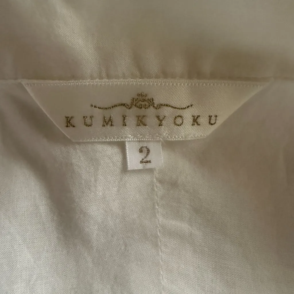 Kumikyoku white collared button down shirt women's size 2 - Image 14