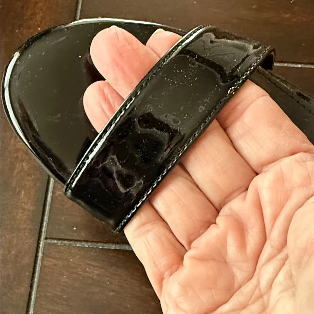 ANNE KLEIN Rayna I-Flex Black Patent Leather Strappy Block Heel Sandals Size 6 - Image 9