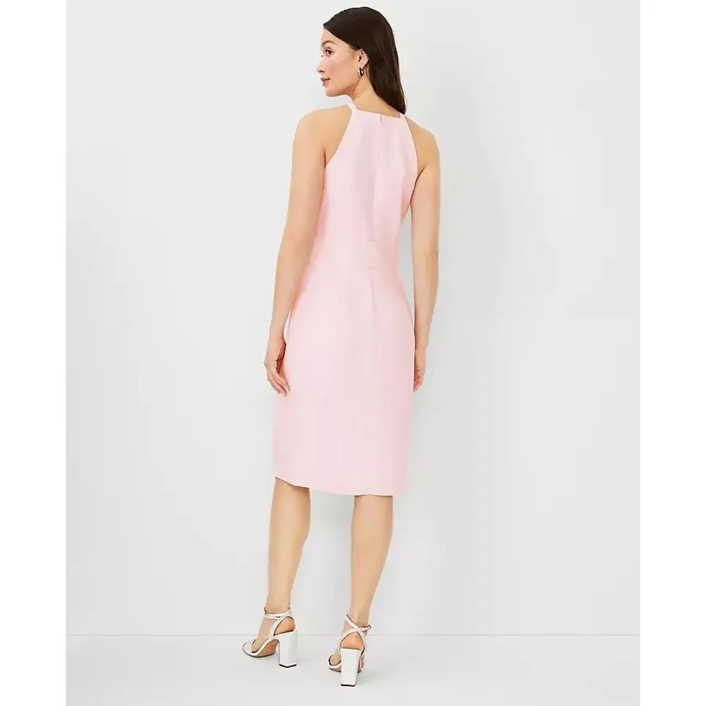 NEW Ann Taylor Pink Sleeveless Slit Career Office Business Sheath Mini Dress 0 - Image 2