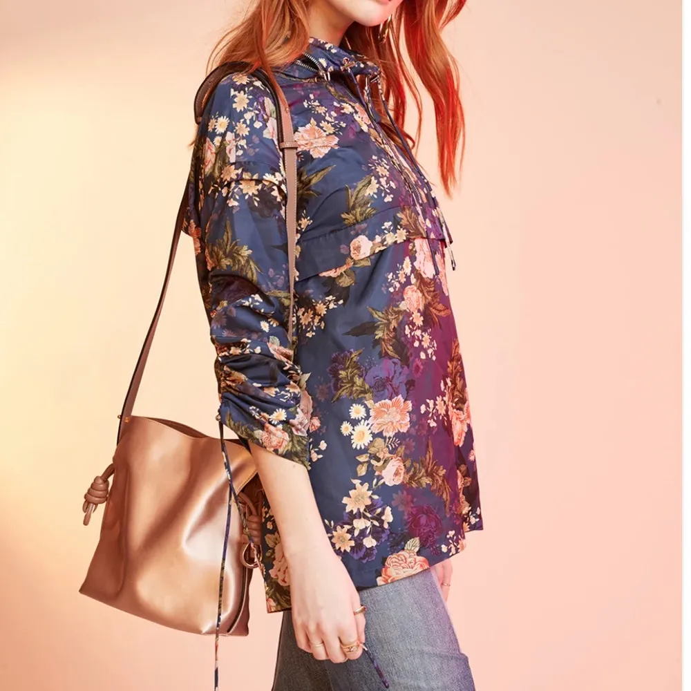 LPA X Anthropologie Jacket 360 Hoodie Windbreaker Waterproof Floral Blue Pink - Image 13