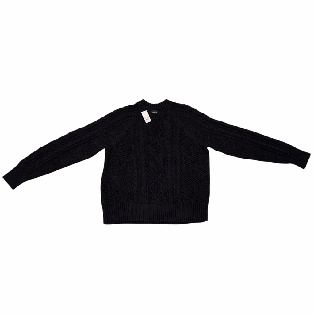 NEW Gap Black Cable-knit Crewneck Pullover Sweater size Medium - Image 2