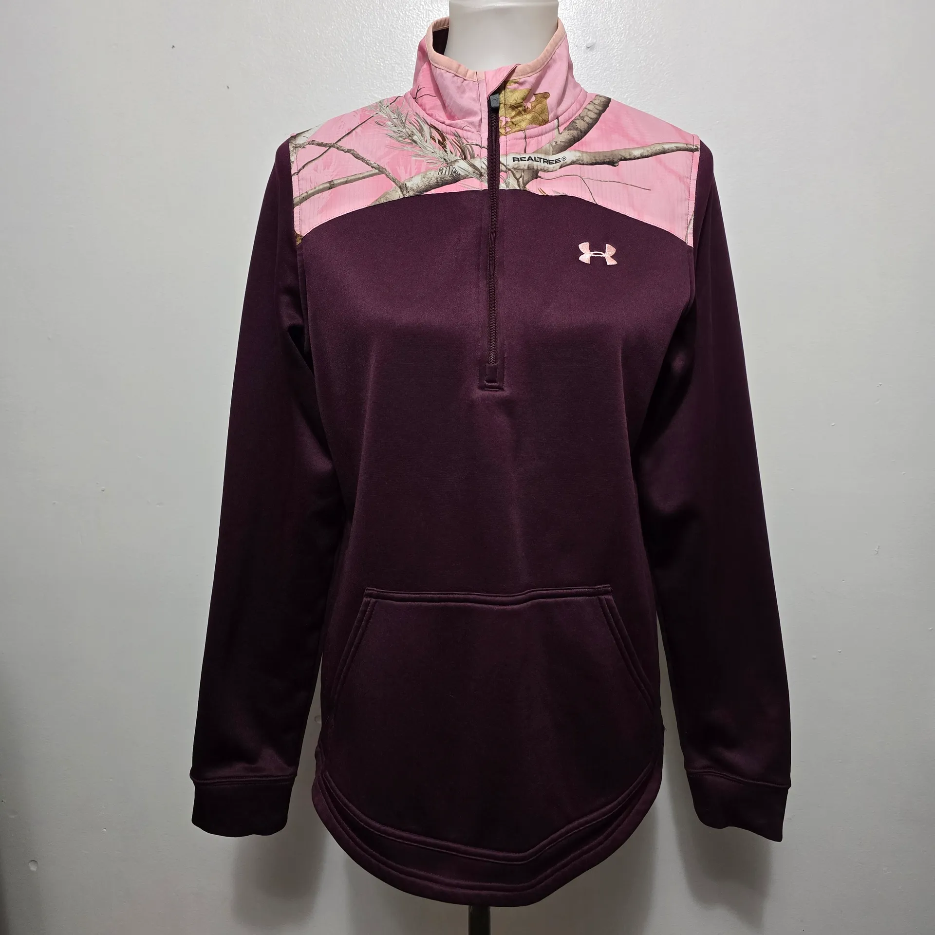 Under Armour Maroon Caliber 1/2 Zip Camo Detail Pullover Shirt Size Medium - Image 2