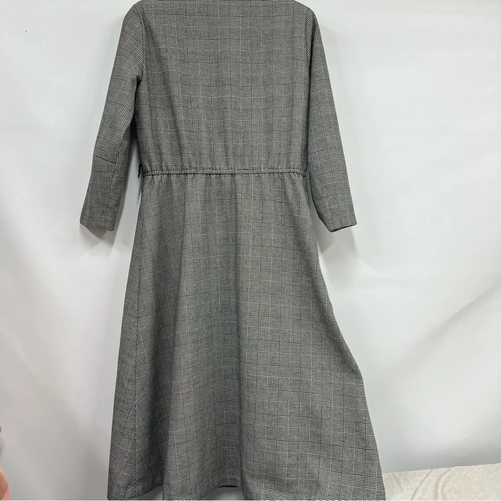 Vintage women’s dress 10 black white houndstooth missing belt made in USA - Image 2