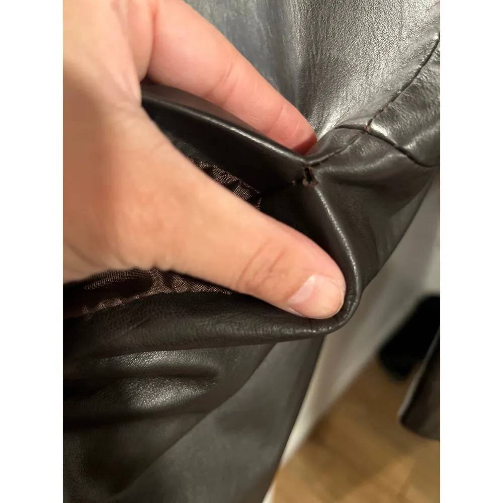 Bettina Rizzi Buenos Aires Brown Soft Long Leather Minimalist Jacket size S/M - Image 14