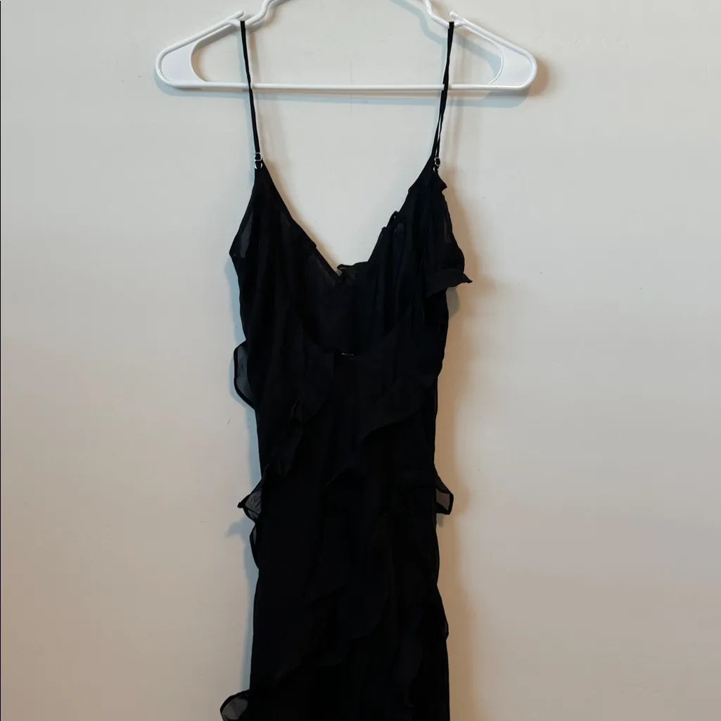 Rat and Boa Black Silk Ruffle Selena Dress Size: M - Image 13