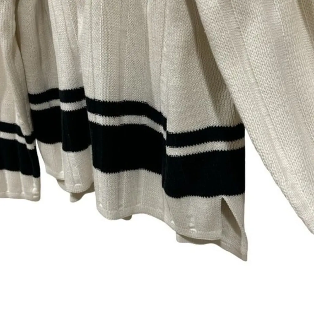 Y2K Dana B. and Karen Black White Stripe Knit Zipup Jacket Old Money Academia M Size M - Image 4