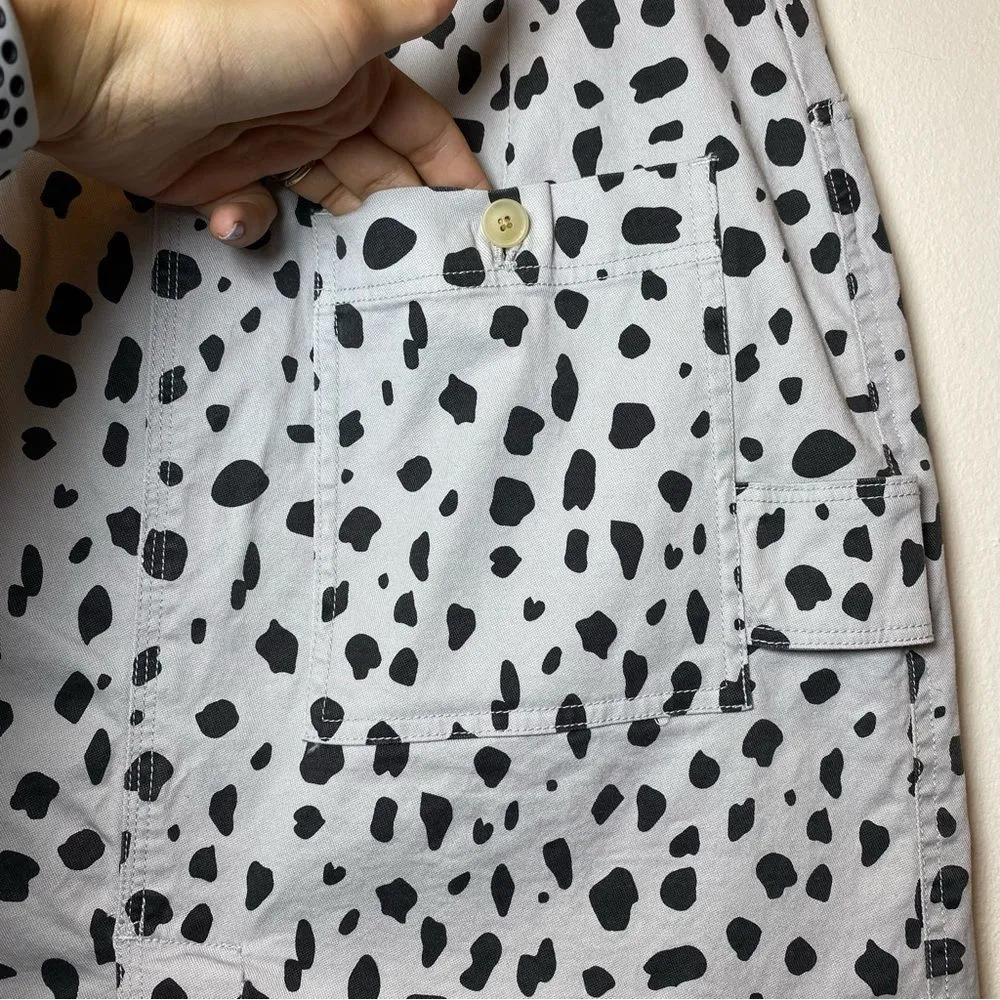 ATM NEW Leopard Animal Print Distressed Hem Mini Skirt Pale Silver Gray Sz 8 Black - Image 11