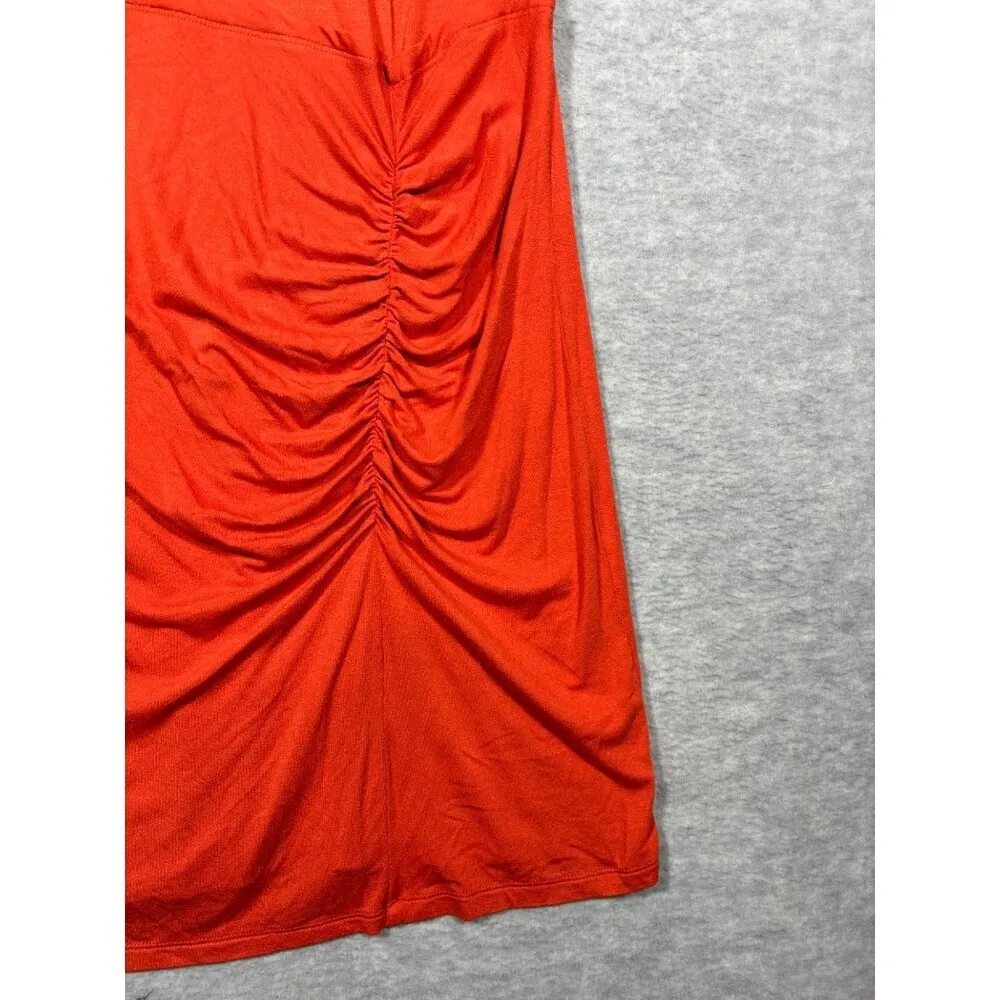 Free People Orange Dress XS Ruched Front Detail‎ Stretchy Comfortable - Image 2