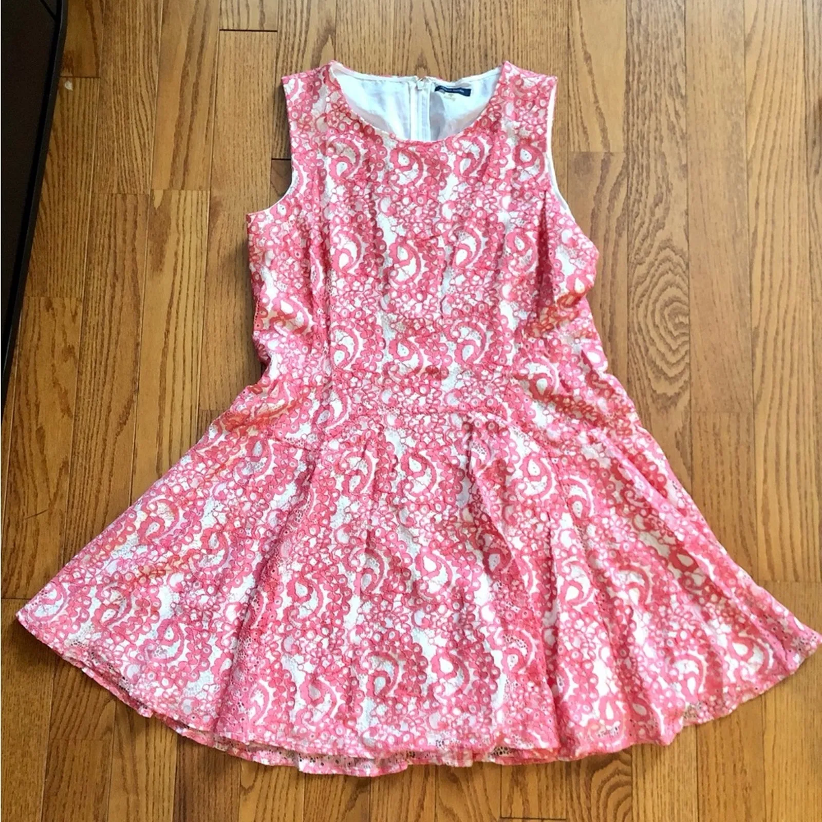 TOMMY HILFIGER Lace Sleeveless Lined Pink White A-Line Dress Women’s Size 18 - Image 3