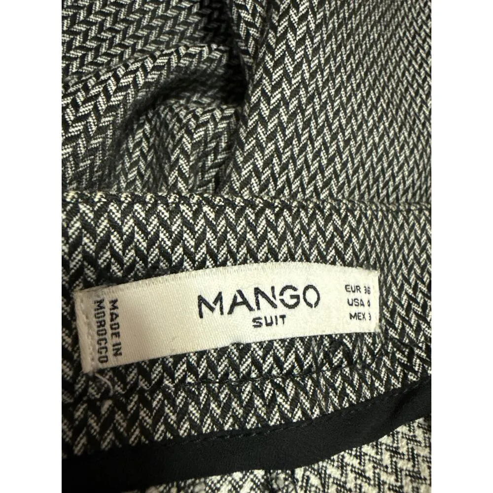 Mango Women's Gray Chevron High Rise Straight Leg Trousers Dress Pants Size 4 - Image 4