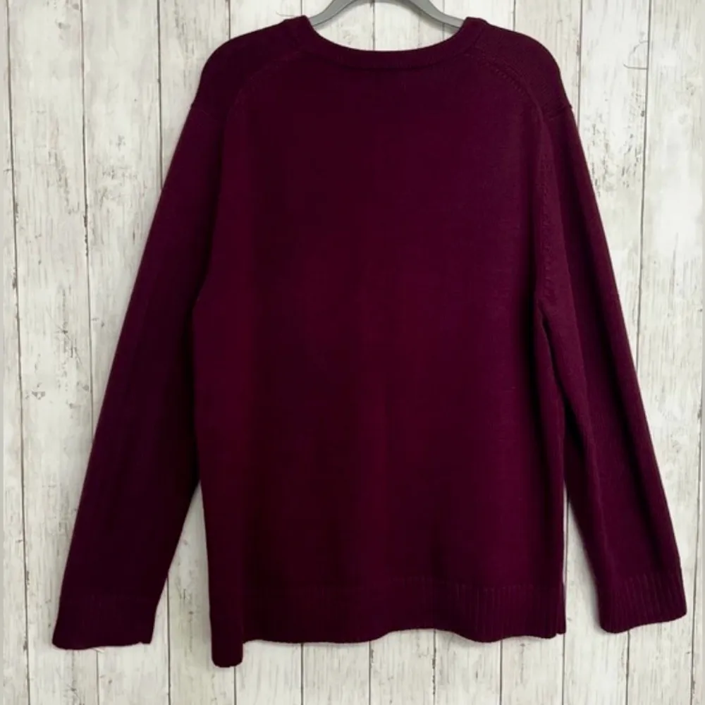 L.L. Bean | Long Sleeve V-Neck Button Down Warm & Cozy Cardigan | Burgundy | XL - Image 9
