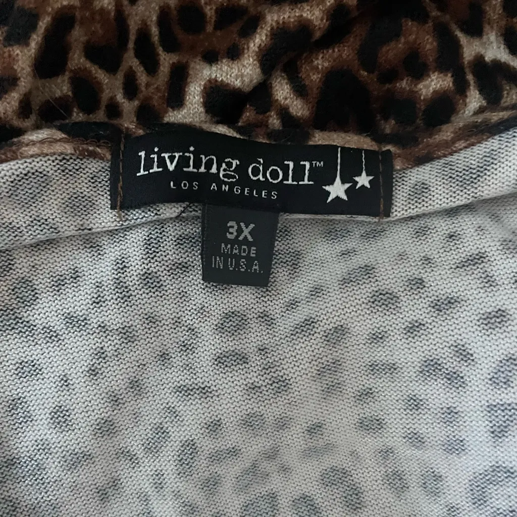 Living Doll  Leopard Print Top‎ Size 3X - Image 3