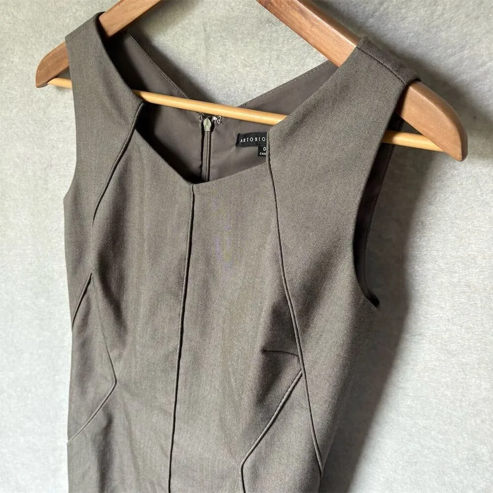Antonio Melani Grayish Brown Sleeveless Sheath Dress Size 0 Career Wear - Image 3