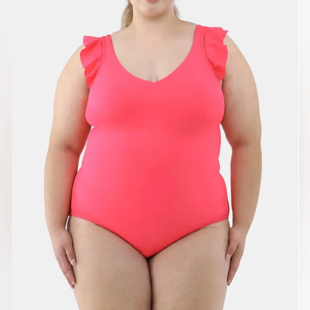 NWT - One-Piece Swimsuit with Flutter Sleeves. - Image 2
