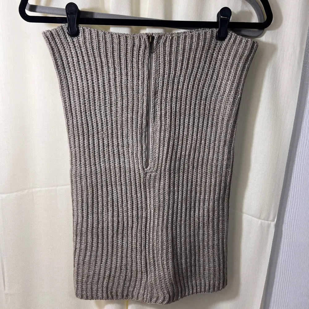 Simply Noelle Knit Dickie Half Zip Mock Neck Acrylic Tan Neutral Women's - Image 2