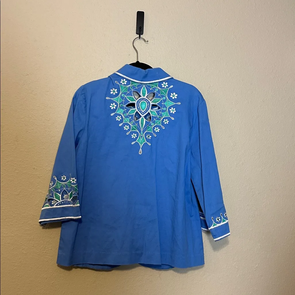 Bob Mackie Wearable Art Embroidered Shirt Jacket Size Medium - Image 5