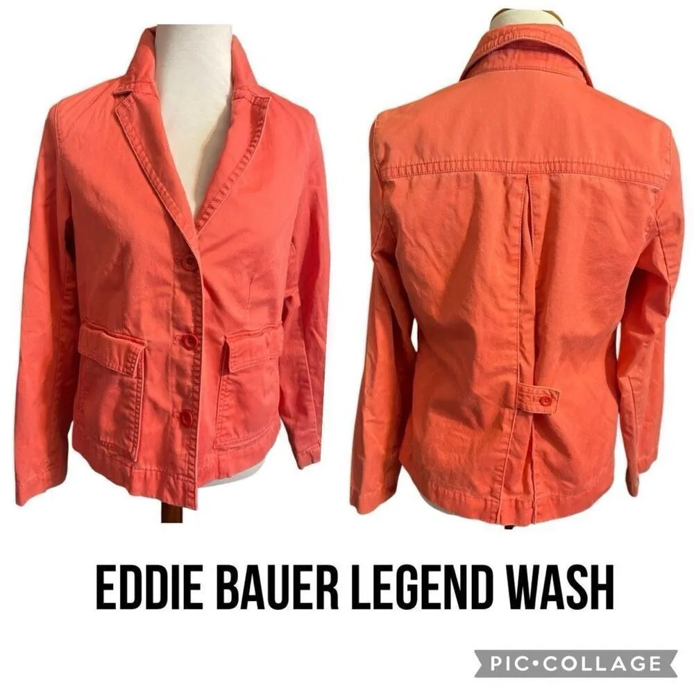 Eddie Bauer Legend Wash Coral Button Down Long Sleeve Utility Style Jacket Size - Image 2