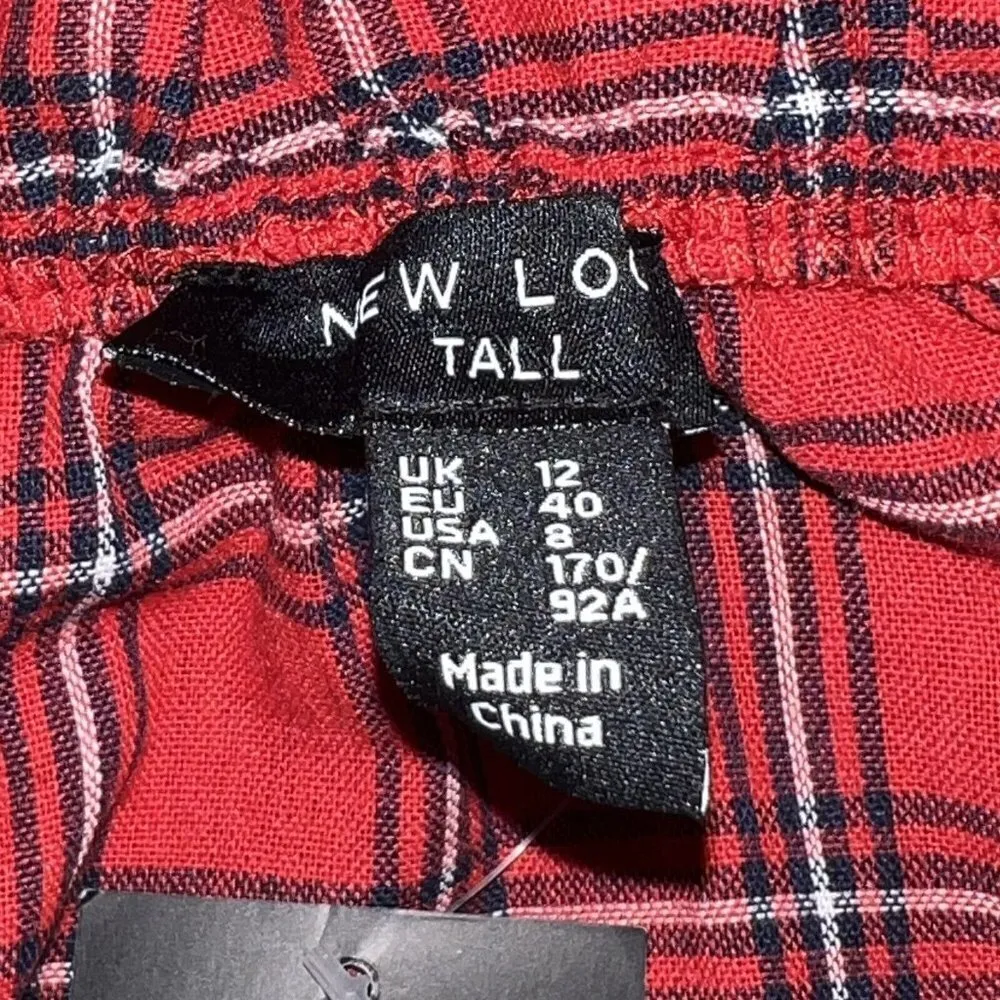 New Look Buffalo Check Plaid Red Off The Shoulder Peplum Women Blouse Size 8 New - Image 8