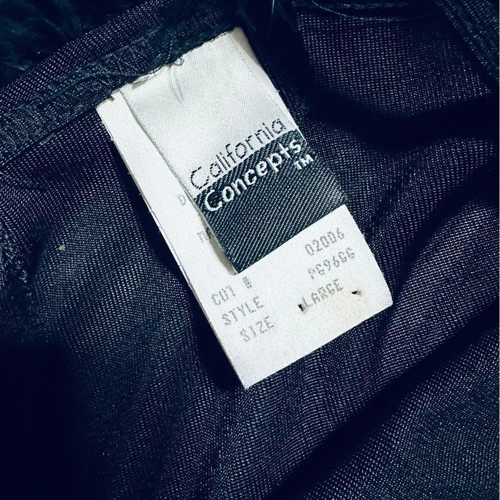 New with Tags Deadstock Vintage California Concepts Black Boa Trim Mobwife Dress Black Size L - Image 8