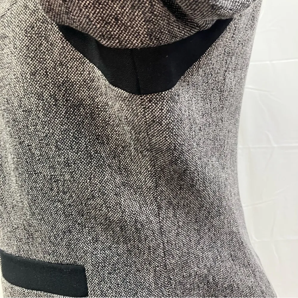 The Limited Faux Tweed Blazer‎ Jacket Snap Front Collarless Gray Black Womens 2 - Image 7