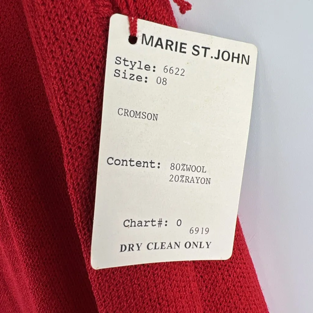 Marie St John Size 8 Red Vintage Santana Knit Skirt Office Dressy Straight USA - Image 5