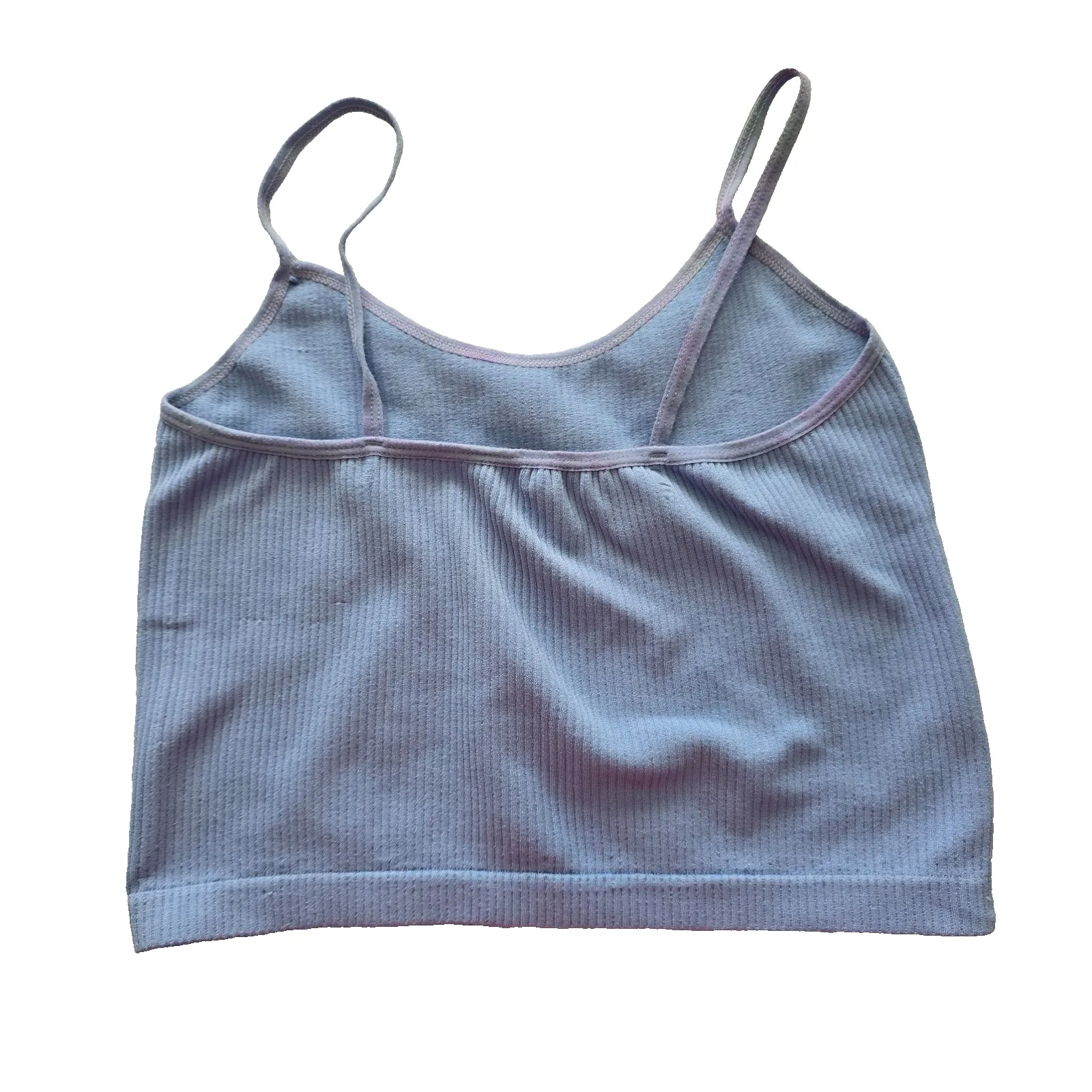 Ribbed Comfort Y2K Bra Top Wireless Pullover Stretch Sleep Active Blue Small - Image 2