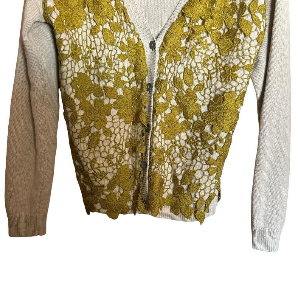 Sundance Garden Cardigan Womens XS Multicolor Floral Crochet Button Sweater - Image 4