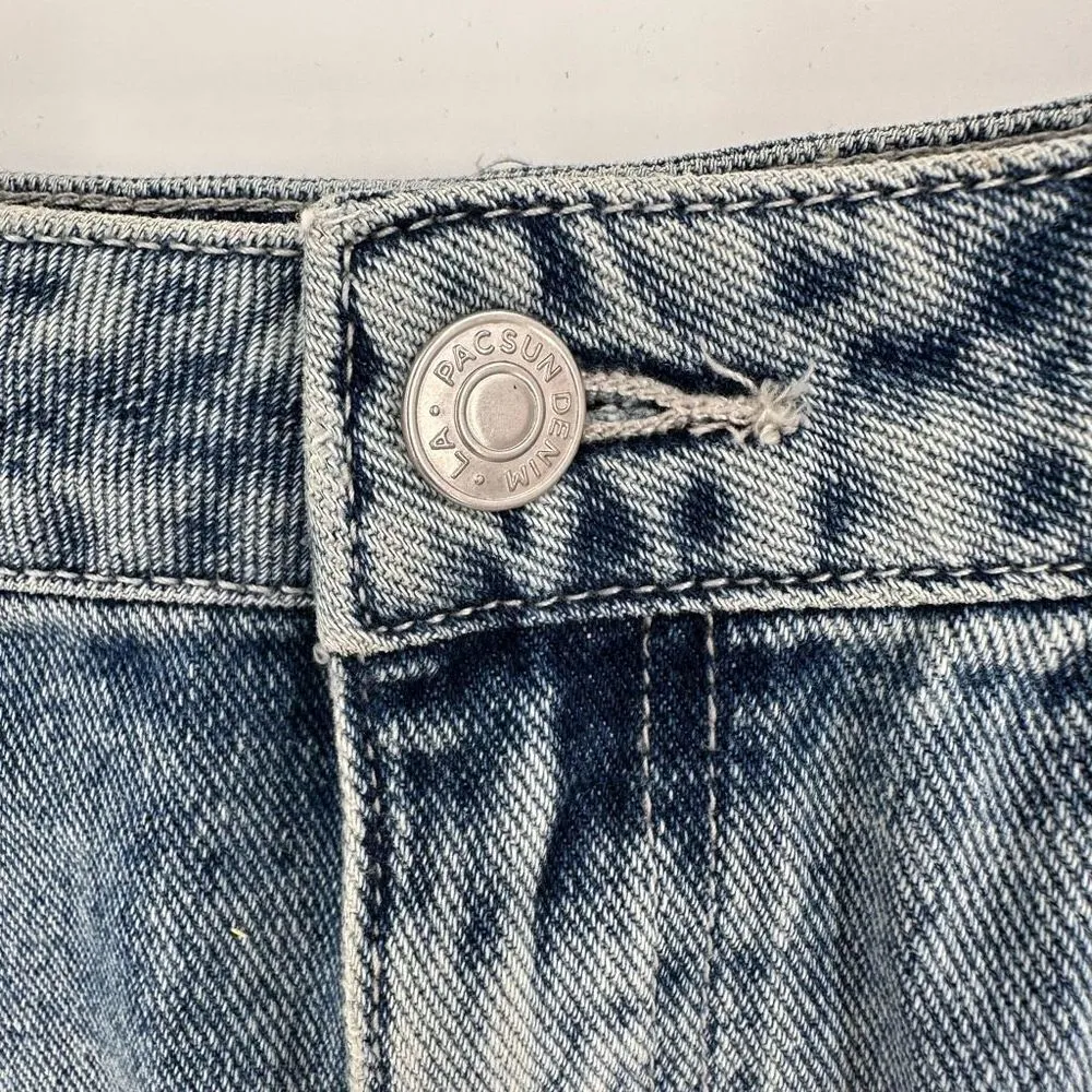 Pacsun denim blue deconstructed mini skirt‎ size 26” Size 2 festival concert - Image 10