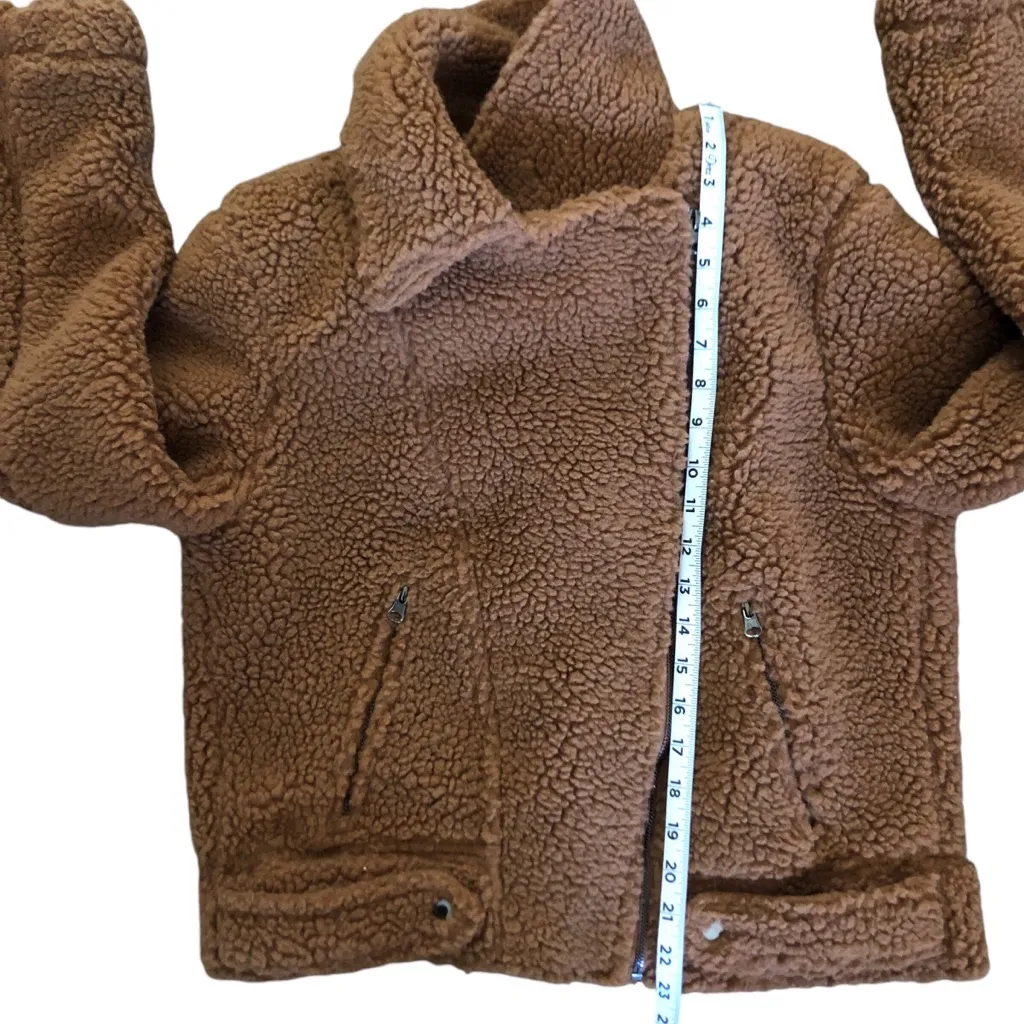 ASTR The Label Brooklyn Camel Brown Sherpa Teddy Fleece Women Jacket Small - Image 11