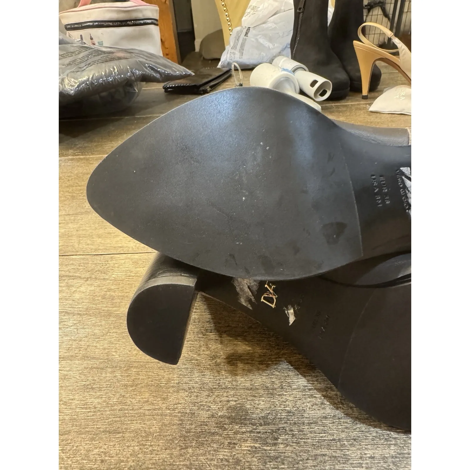 Diane Von Furstenberg Leather Booties Heels Gray Snakeskin Size 38 US 8 Suede‎ - Image 7