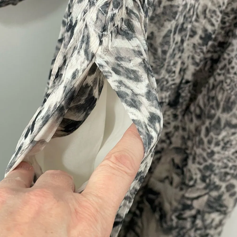 NWT All‎ Saints Amara Laertes Midi Dress Size 4 Ecru Leopard Print Long Sleeve - Image 10