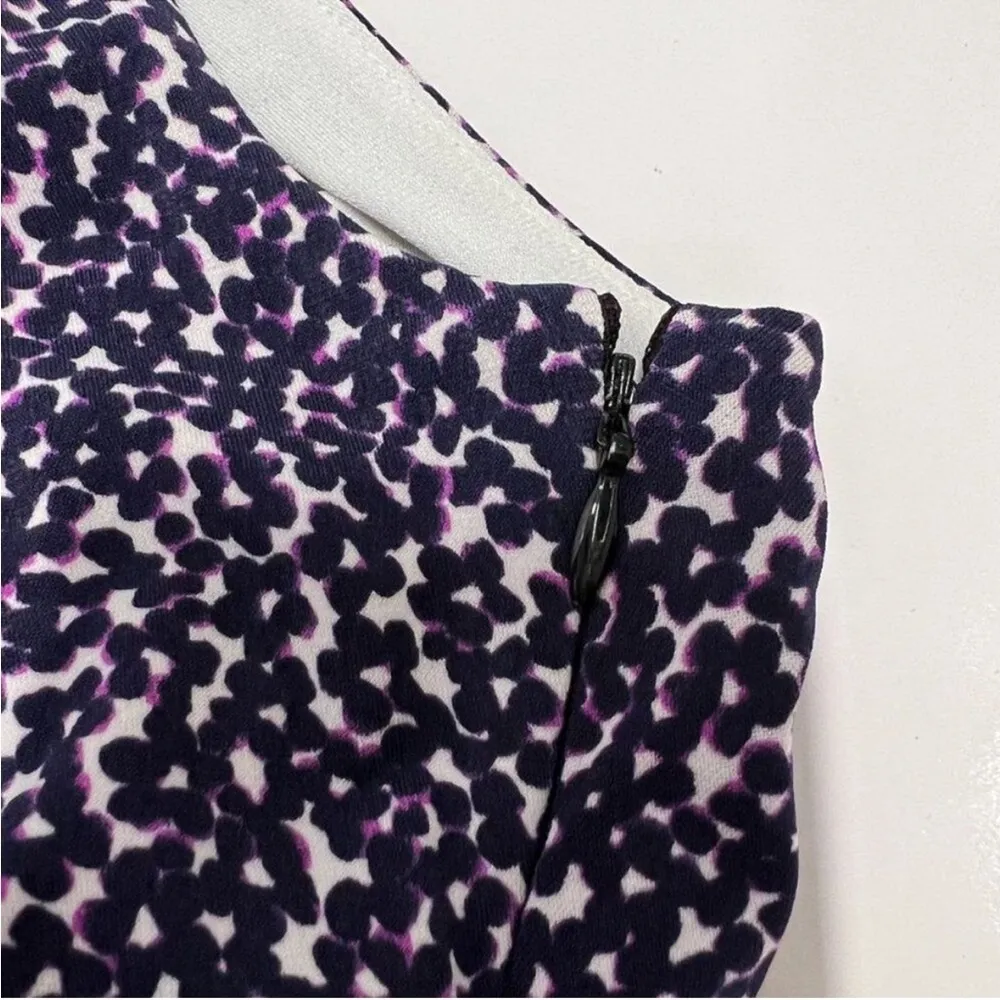 Ann Taylor - Sleeveless Ruched Side Slip Dress in Navy Purple & White Print - Image 8