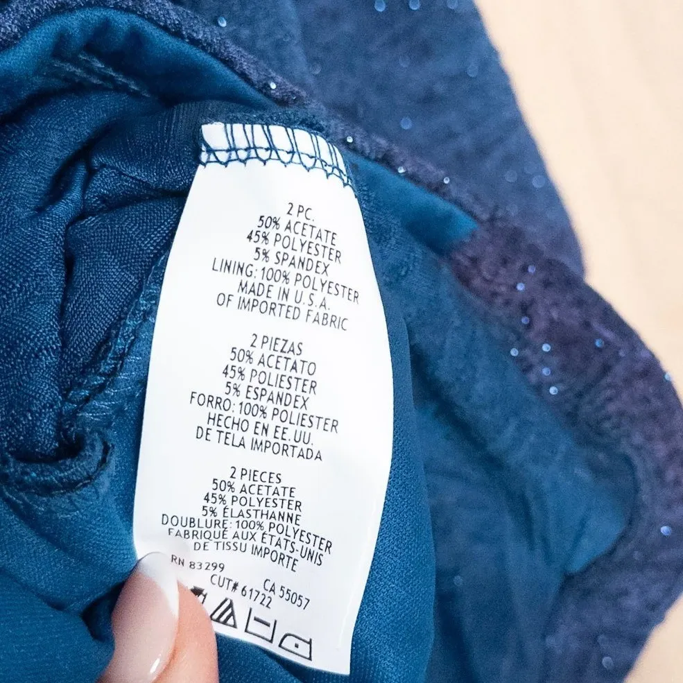 VTG Onyx Nite Womens Jacket Size L Blue 90s Metallic Evening Chic Glam Party - Image 7