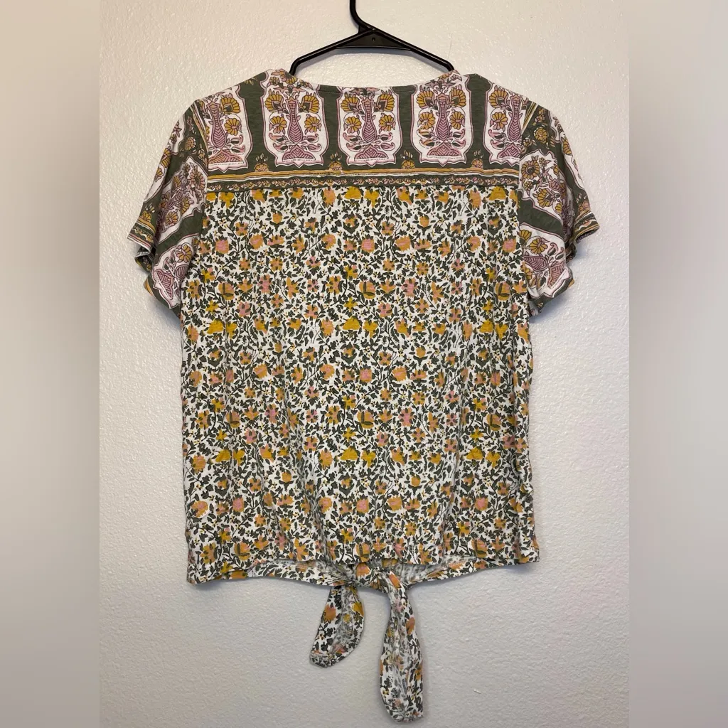 Lucky Brand Women’s Boho Multicolor Floral Button Front Blouse Size M‎ - Image 2