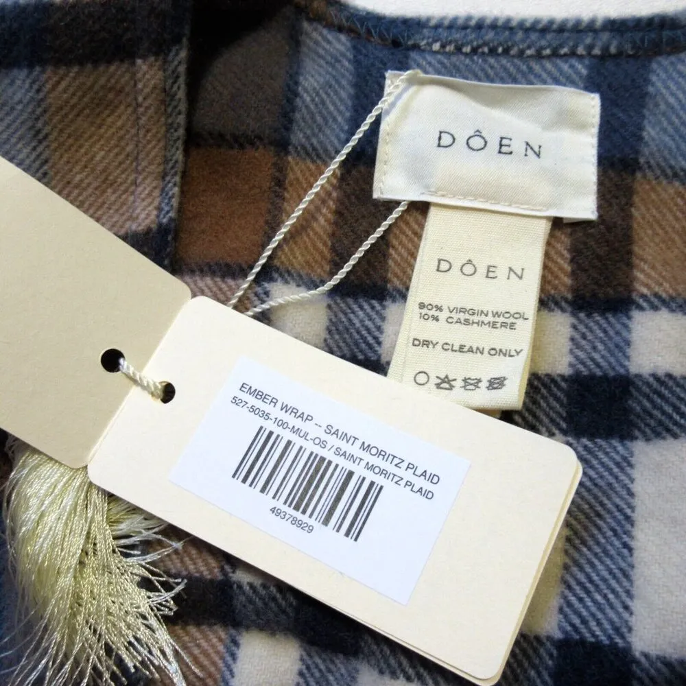 NWT Doen Ember Wrap in Saint Moritz Plaid Wool Cashmere Fringe Poncho S O/S Size undefined - Image 6